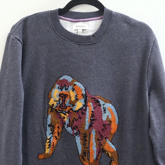 BONOBOS Critter Supersoft Fleece Crew Sweater Embroidered Long Sleeve XL 283636 - Picture 7 of 11